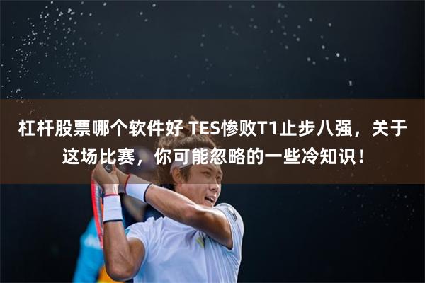 杠杆股票哪个软件好 TES惨败T1止步八强，关于这场比赛，你可能忽略的一些冷知识！