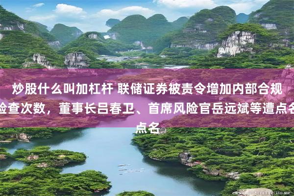 炒股什么叫加杠杆 联储证券被责令增加内部合规检查次数，董事长吕春卫、首席风险官岳远斌等遭点名