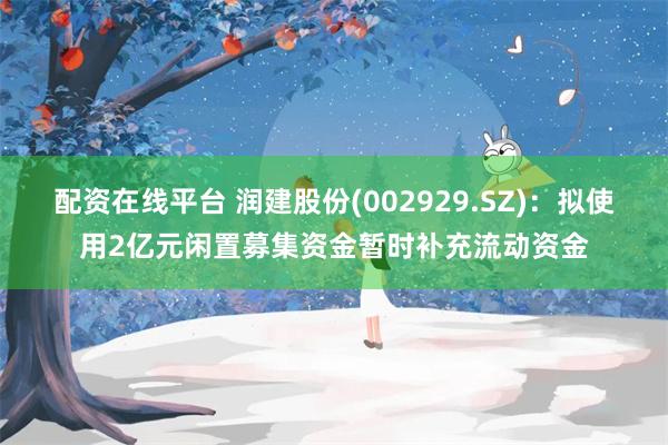 配资在线平台 润建股份(002929.SZ)：拟使用2亿元闲置募集资金暂时补充流动资金