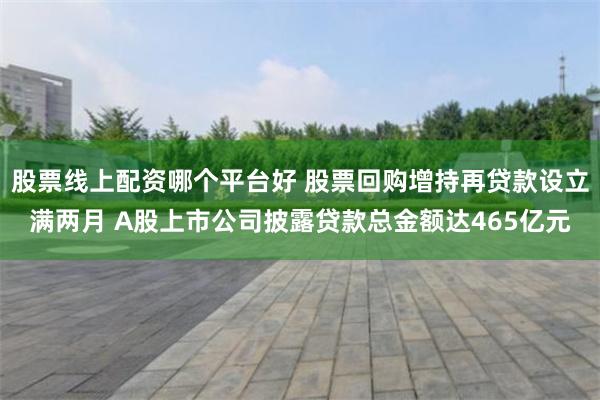 股票线上配资哪个平台好 股票回购增持再贷款设立满两月 A股上市公司披露贷款总金额达465亿元